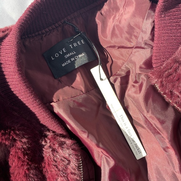 NWT Love Tree Plum Faux Fur Bomber - Picture 5 of 5